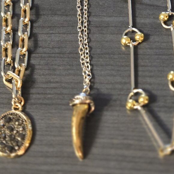 NEW ZARA SET OF 3 MEDALLION HORN NECKLACES - Picture 3 of 8